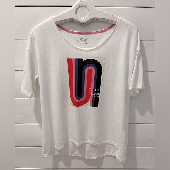 EDC by Esprit “Color Clash” Graphic Tee - Size Small - Picture 1 of 7